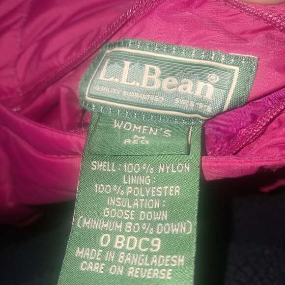 LL Bean Women m Reg full Zip Goose Down Puffer Vest Outdoor Reversible Gray Pink - Picture 4 of 4